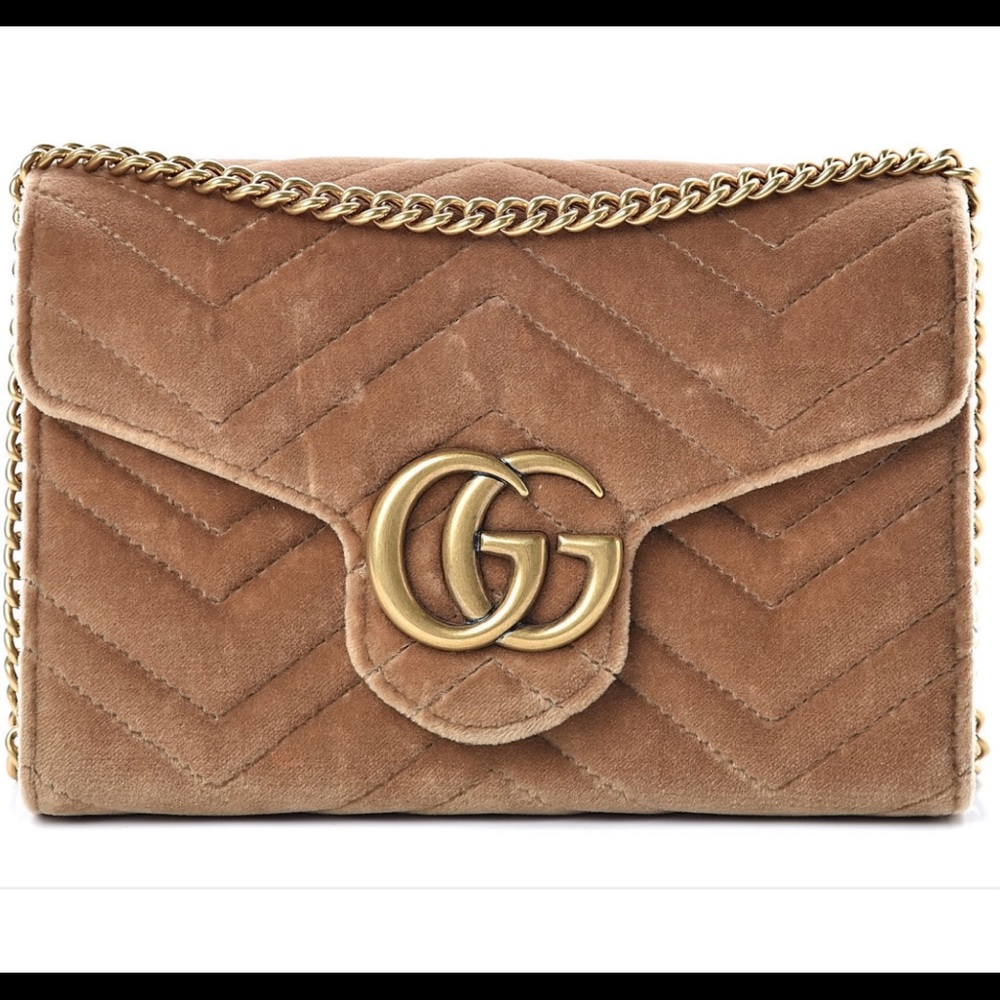 Gucci GG Marmont Velvet Wallet on Chain